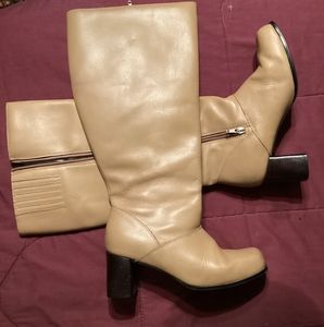 Vintage Woman's 7.5 Cream GoGo / Dress  Silhouette Boots.